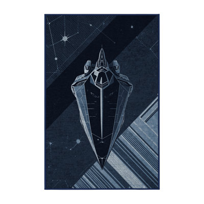 Tapis géométrique moderne gris délavé à la machine Aidan Spaceship