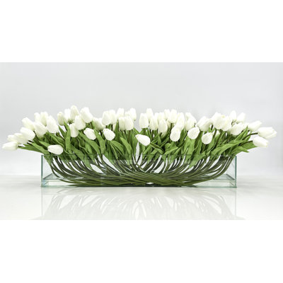 100 Modern Long Real Touch Tulips Arrangement Artificial Faux Table Centerpiece