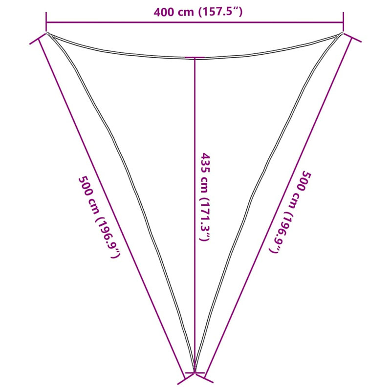 4m x 5m Triangle Shade Sail, Sand