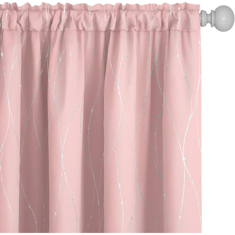 Flurin Room Darkening Curtain Pair, Coral Pink, 52" W x 84" L