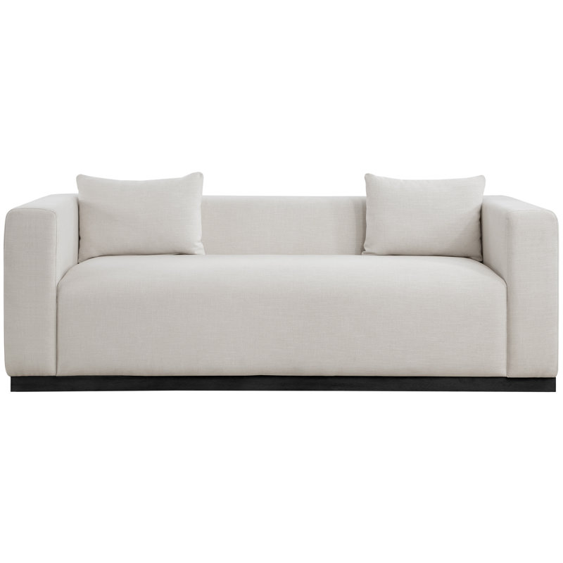 Canapé 90,5 po, Tissu beige texturé en lin