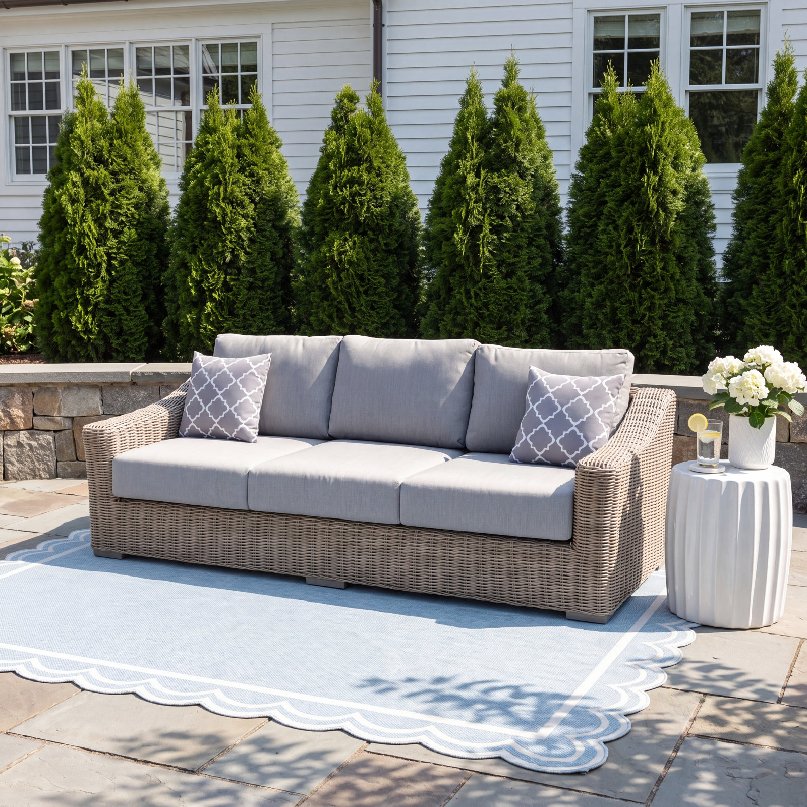 Damyanti 92" Patio Sofa, Light Gray