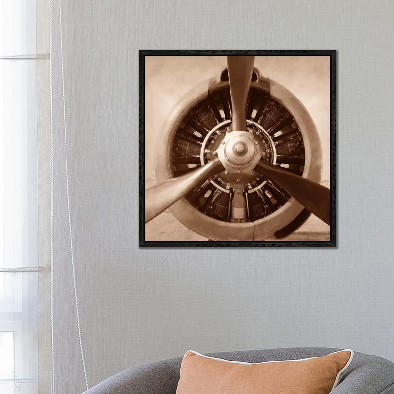 Aviation II - Print on Canvas, 66.04 cm H x 66.04 cm W, Black Floater Framed