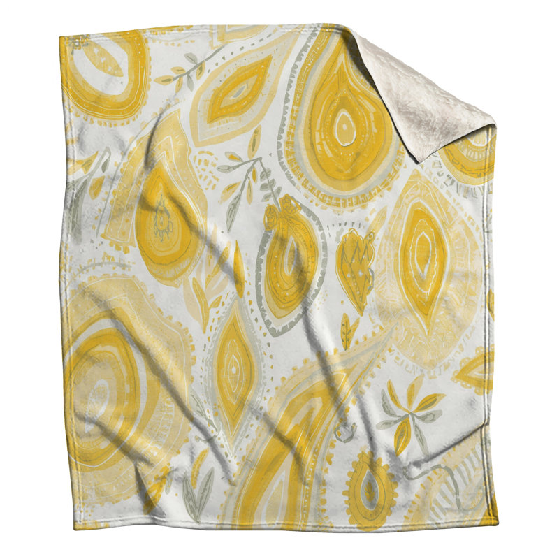 Couvertures à motif cachemire jaune, L 50 po x H 60 po