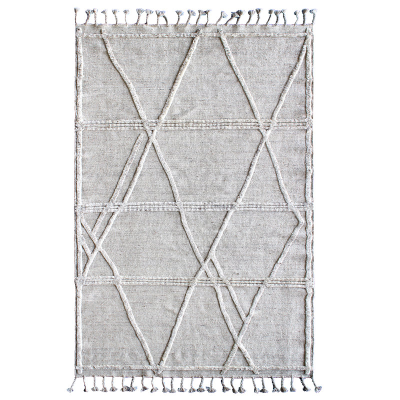 Moroccan Area Rug in Beige, Rectangle 9' x 12'