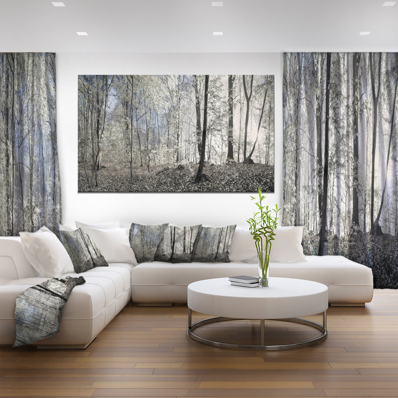 «Landscape Dark Morning in Forest Panorama», reproduction de photo, H 40 po x l 60 po, Toile tendue, Sans cadre
