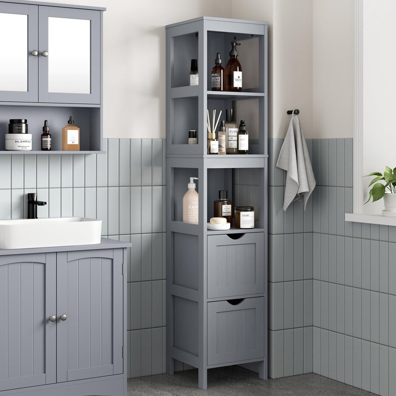 Armoire à linge autoportante Oxfordshire, Gris colombe, 55,9 po x l 12 po x P 12 po