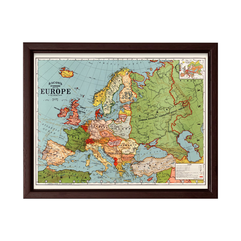 Carte standard européenne du bacon, Canvas, 11"H x 14"W, Brown Framed
