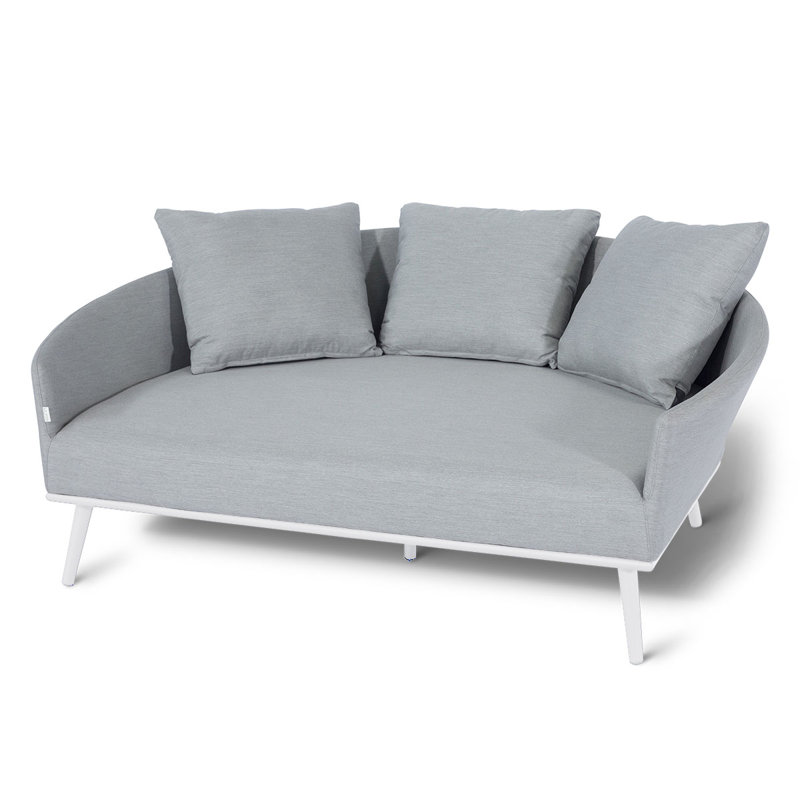 Faynett Outdoor Fabric Ark Daybed, Light Grey, White