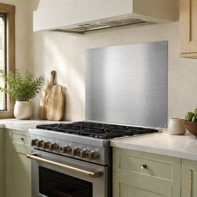 29.5" × 24" Stainless Steel Range Backsplash Panel, Flat Easy-Clean Stove Wall Protector with Pre-Drilled Holes
