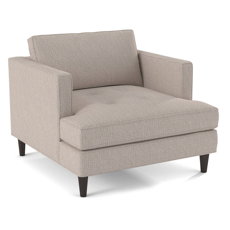 Chaise avec accoudoirs touffetée en polyester 41 po Burkouer, Microfibre crème gitane performante