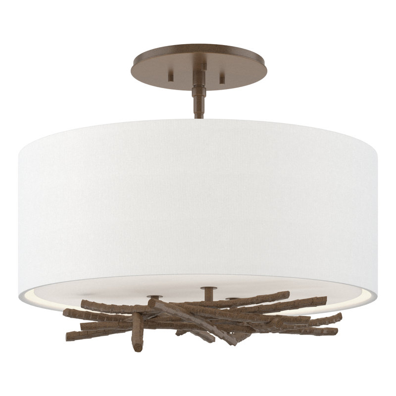 Brindille 3 - Light Semi Flush Mount, Natural Anna, Bronze