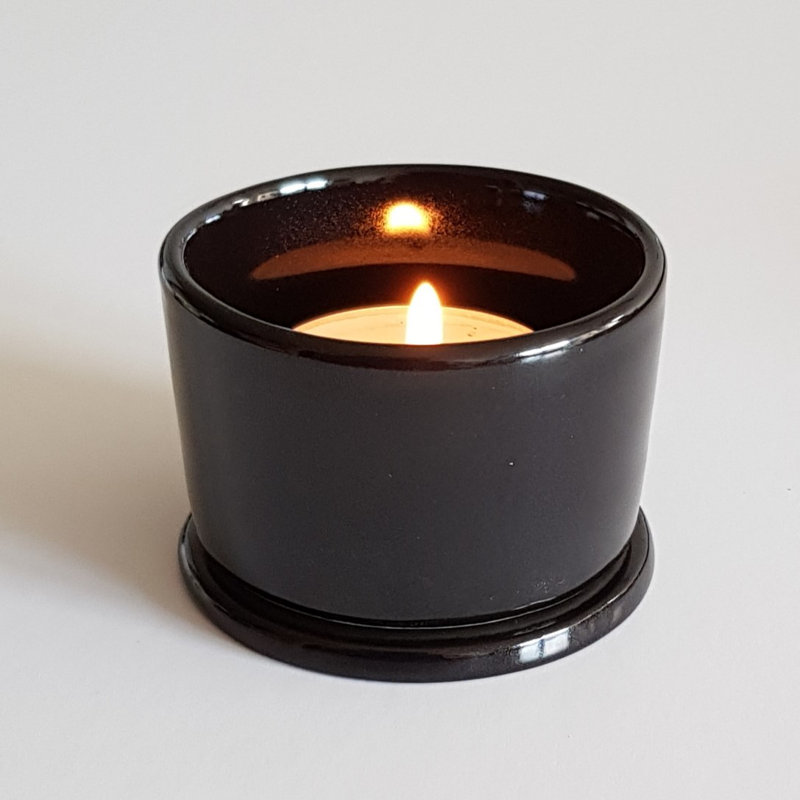 Maple 6 Piece Concrete / Cement Tabletop Tealight Holder Set, Black