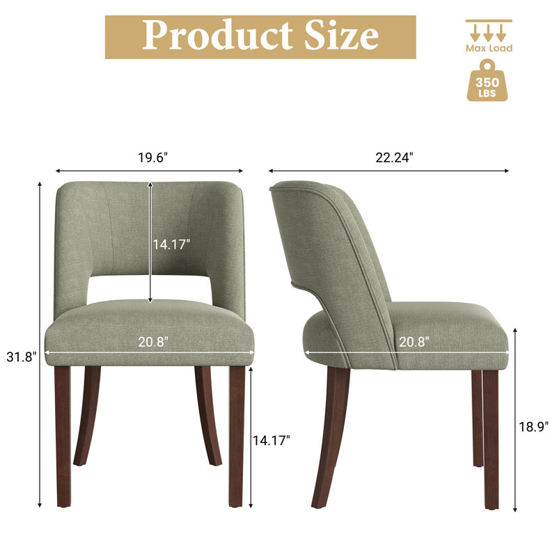 Chaise d'appoint rembourrée en bois massif, Vert