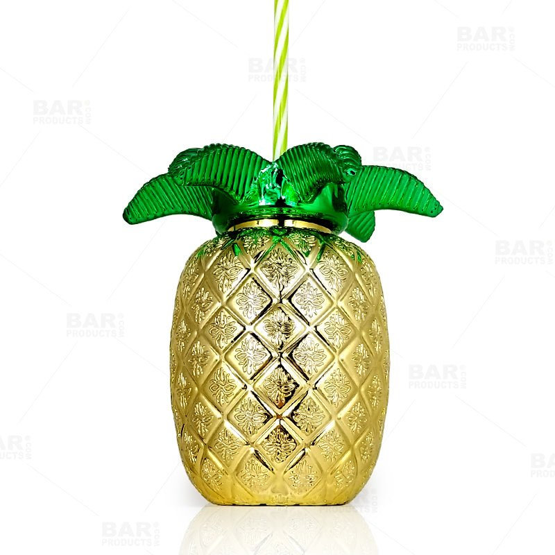 BarConicÂ® Gold Pineapple Cup w/Lid and Straw - 24oz
