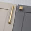 Brushed Brass Square D-Bar Handle and Coordinating Square Knob-126282156