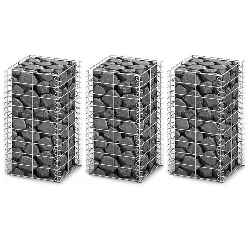 Bercht Grey Metal Gabion Basket, 25cm L x 25cm W x 50cm H