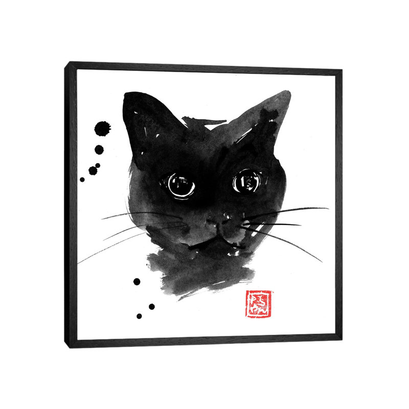 Chat Noir 1 Piece Wall Art on Canvas, 66.04 cm H x 66.04 cm W, Black Framed
