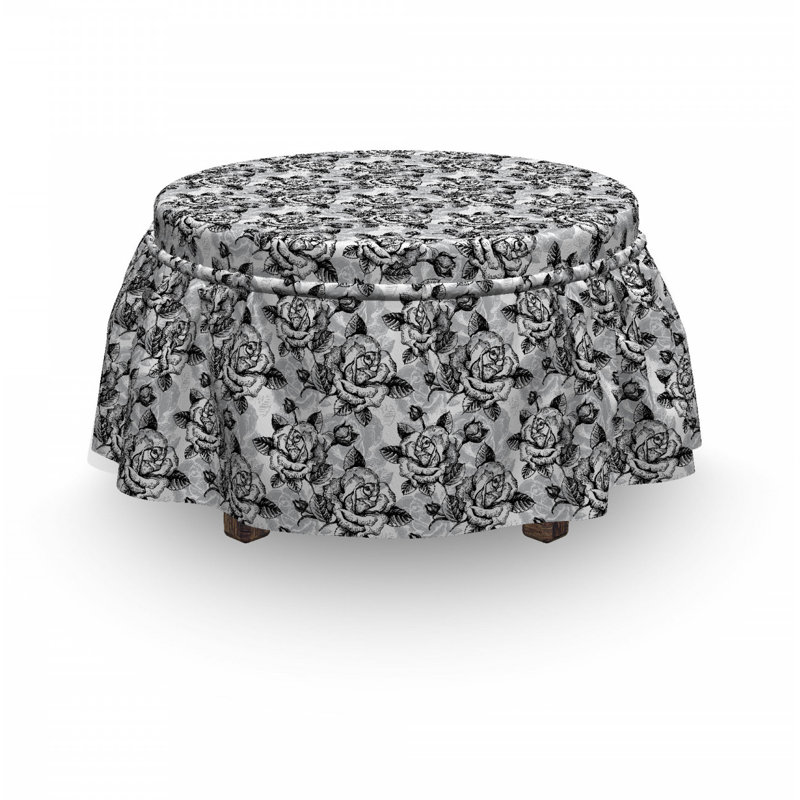 Ensemble de housse pour repose-pieds à coussins carrés en boîte 2 pièces romantique