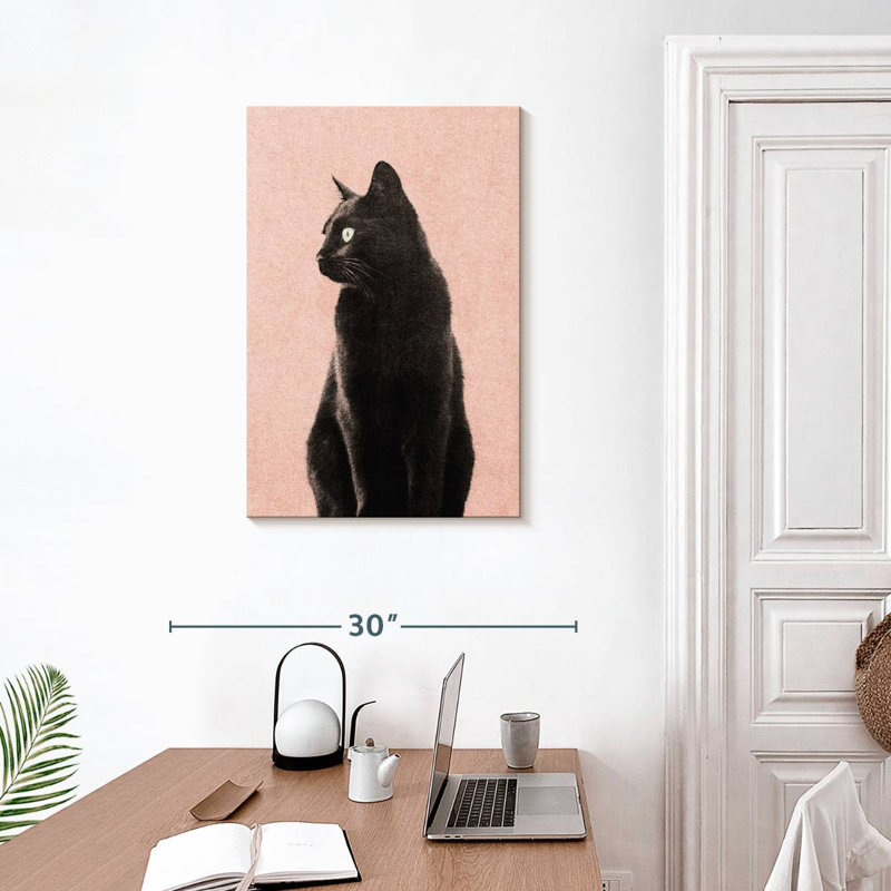 Chat noir Brampt pêche, H 30 po x l 20 po