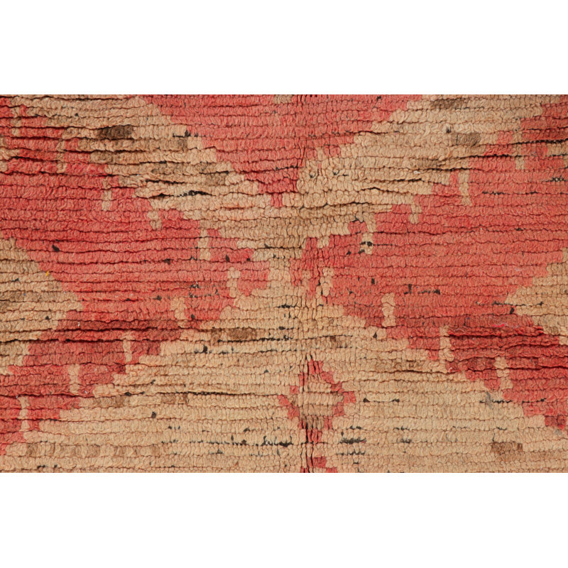 Vintage Moroccan Rug, Pink & Beige With Geometric Patterns - Rug & Kilim
