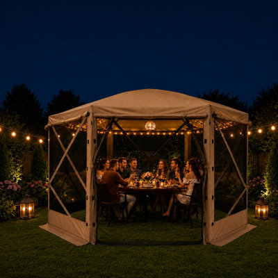 Tente de pop-up pour 8 à 10 personnes, abri de camping à 6 côtés, abri de jardin avec sac de transport portable