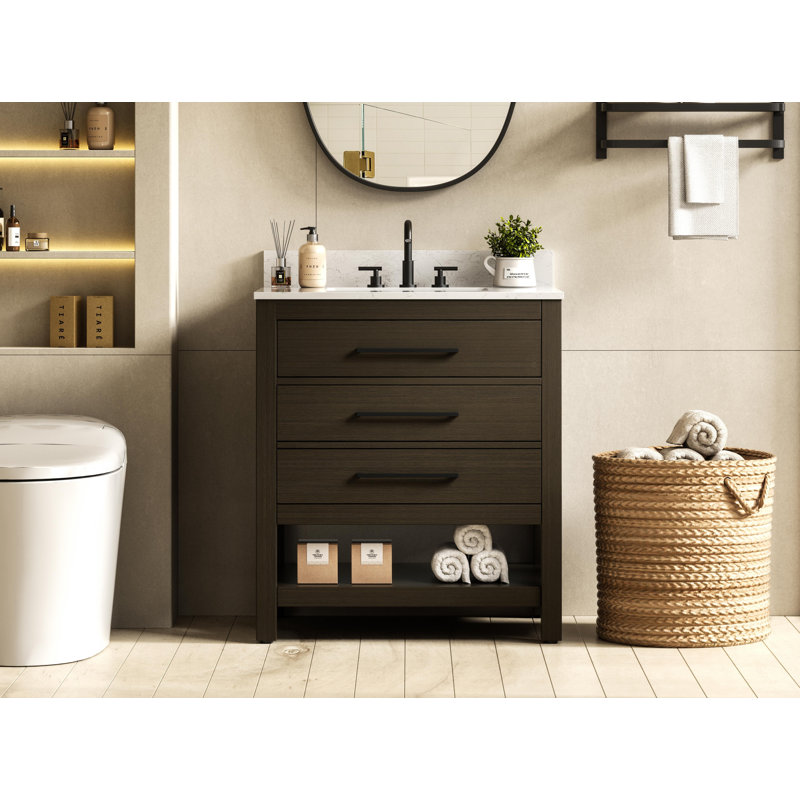 30 inch Single Bathroom Vanity_Modern_VF60530-BS, Mocha Brown
