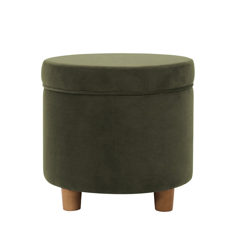 Mayen 19" Wide Round Storage Ottoman, Loden Green Velvet