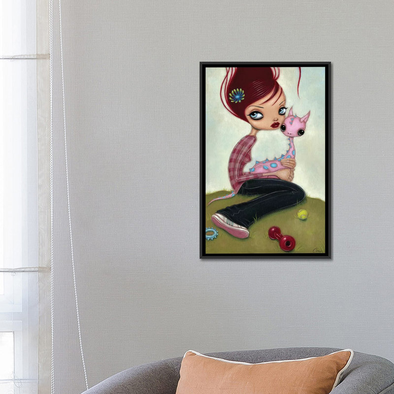 « new pet », impression sur toile, H 26 po x l 18 po x P 1,5 po, Toile avec cadre noir, Pas de tapis