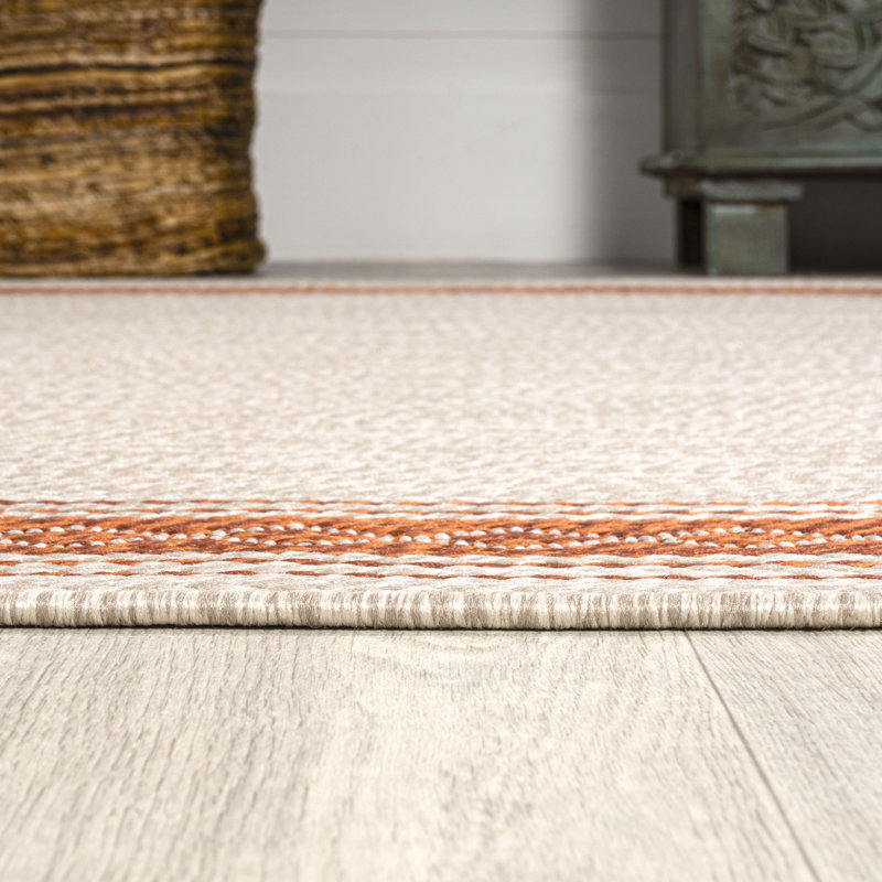 Cipolla Classic Diamond Border Cream/Orange Indoor/Outdoor Rug, Rectangle 7'10" x 10'