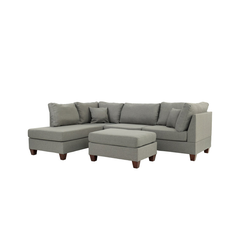 3-PC SECTIONAL In Gray, Gray Fabric