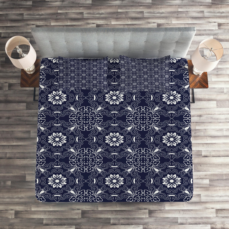 Eclectic Polyester Floral Coverlet, King Bedspread + 2 Shams