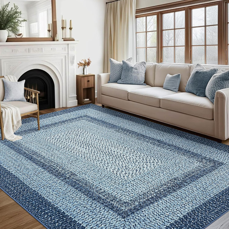 Rectangle Geometric Area Rug, Gray-Blue, 240*340cm