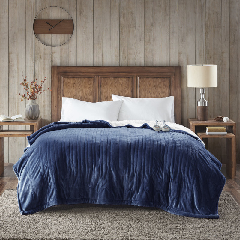 King Tan Knitted Reversible Plush Heated Blanket