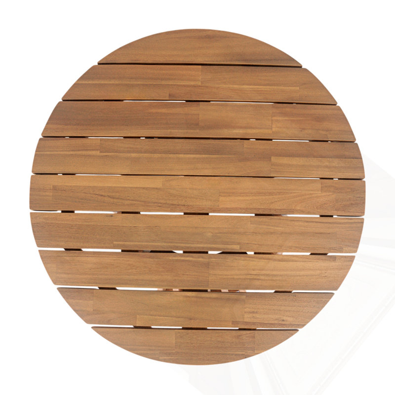 Lit de jour d'extérieur 3 places en bois d'acacia avec accoudoirs en rotin et table basse, Gris clair