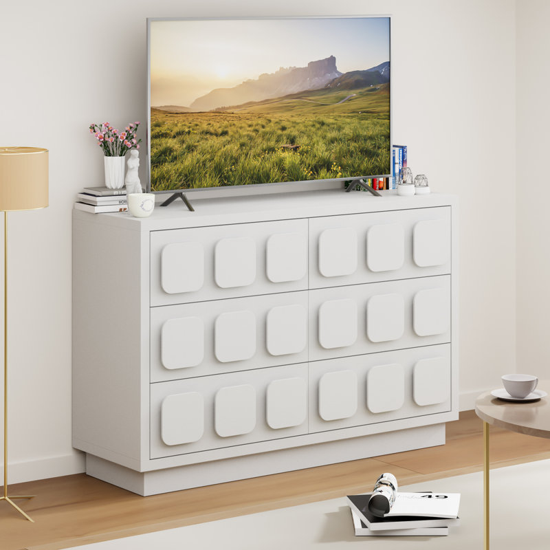 Commode double 6 tiroirs l 47,2 po, Blanc