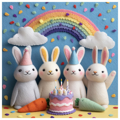 Housses de couette Felt Bunny Birthday Party
