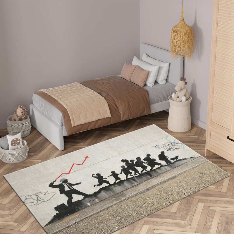 Elegant Floral Printed Rug with Soft Pile in Vibrant Colors Offering a Stylish Addition to Your Living Room or Bedroom Decor