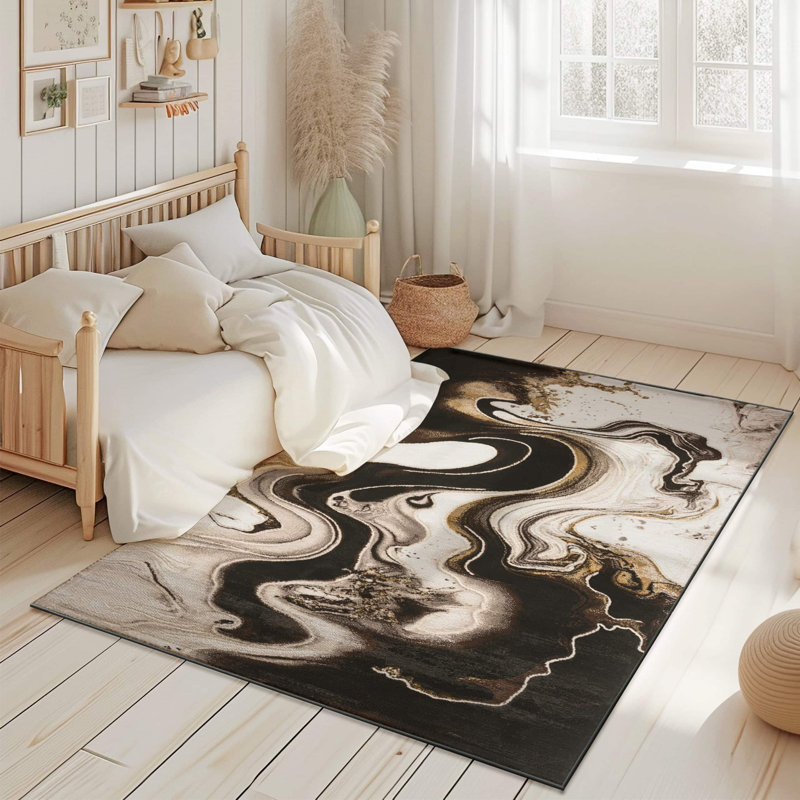 Abstract Flow Tabernash Rug Contemporary Modern Carpet For Living Room, Rectangle 7'10" x 10'10"