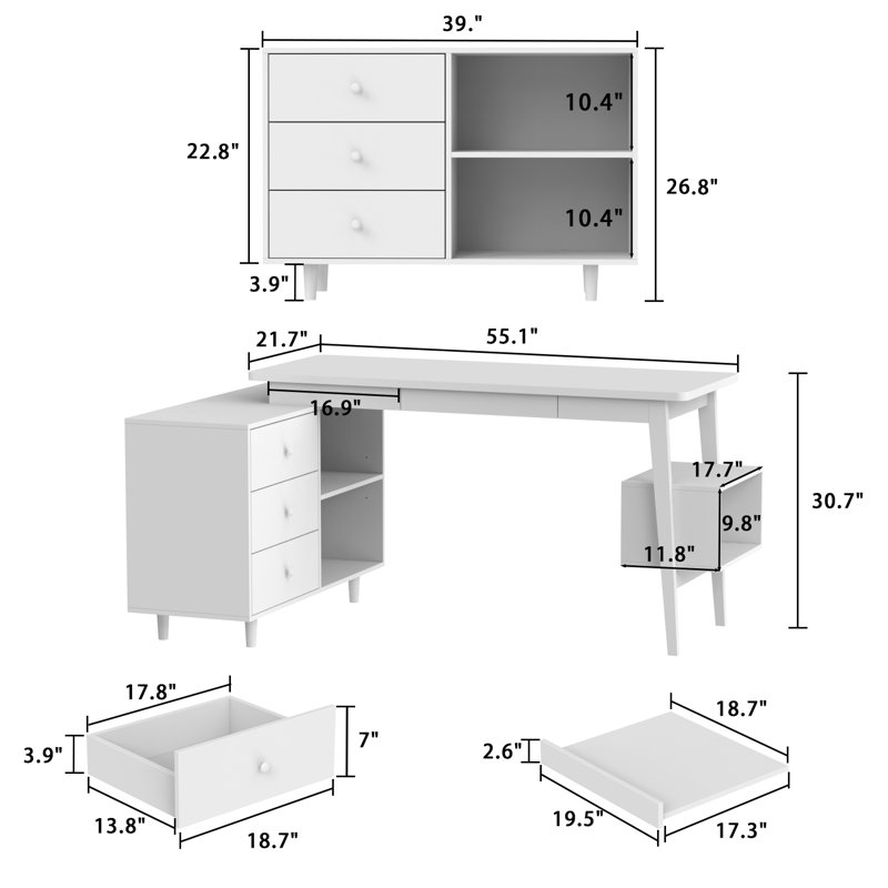 Intisaar L-Shape Desk, Brown