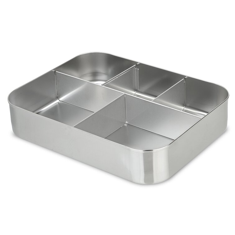 LunchBots Cinco Stainless Steel 5 Compartment Bento Box Green