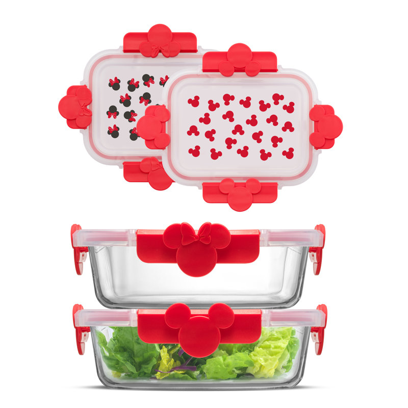 Contenants de nourriture Disney Mickey & Minnie - Rouge, Rouge / transparent
