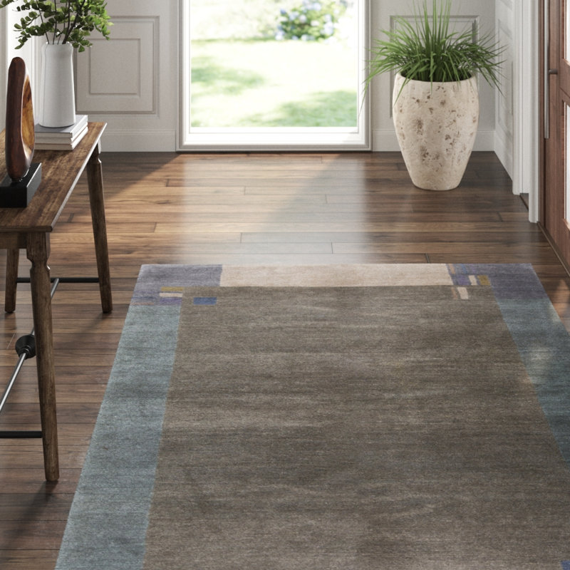 Hand-Knotted High-Quality Gray and Light Blue Area Rug