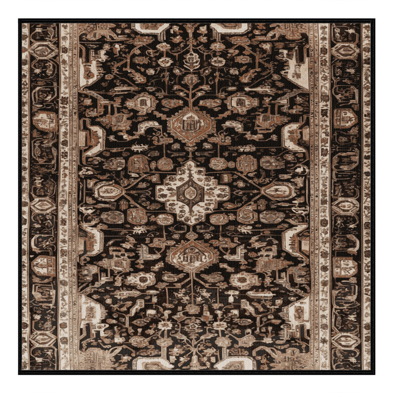Tapis brun lavable à la machine, Carré 6 pi