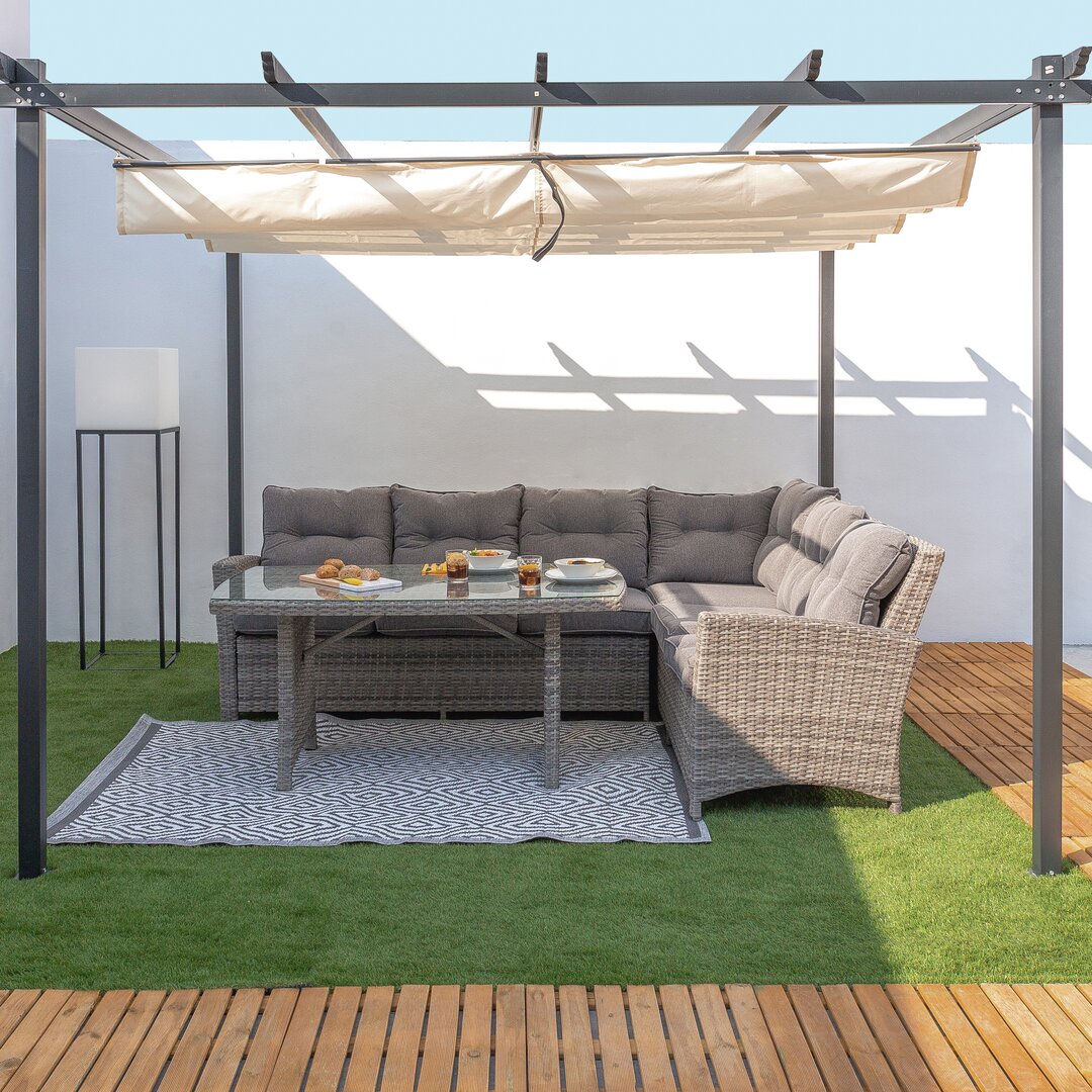 6-Sitzer Lounge-Set Sparacino aus Polyrattan mit Polster