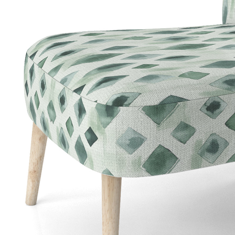 Chaise rembourrée moderne - Fauteuil Ikat vert sauge, Chaise d'appoint sans accoudoirs
