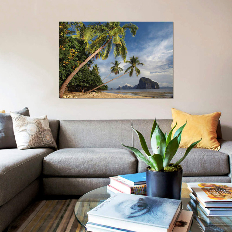 « palm trees, pinagbuyutan island, palawan, philippines », reproduction de photo sur toile, H 12 po x l 18 po x P 1,5 po