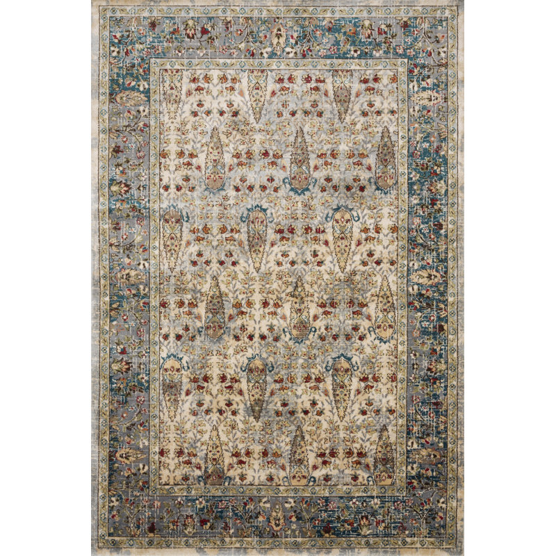 Tapis brun à motif floral Jeterson, Rectangle 5 pi x 7 pi 3 po