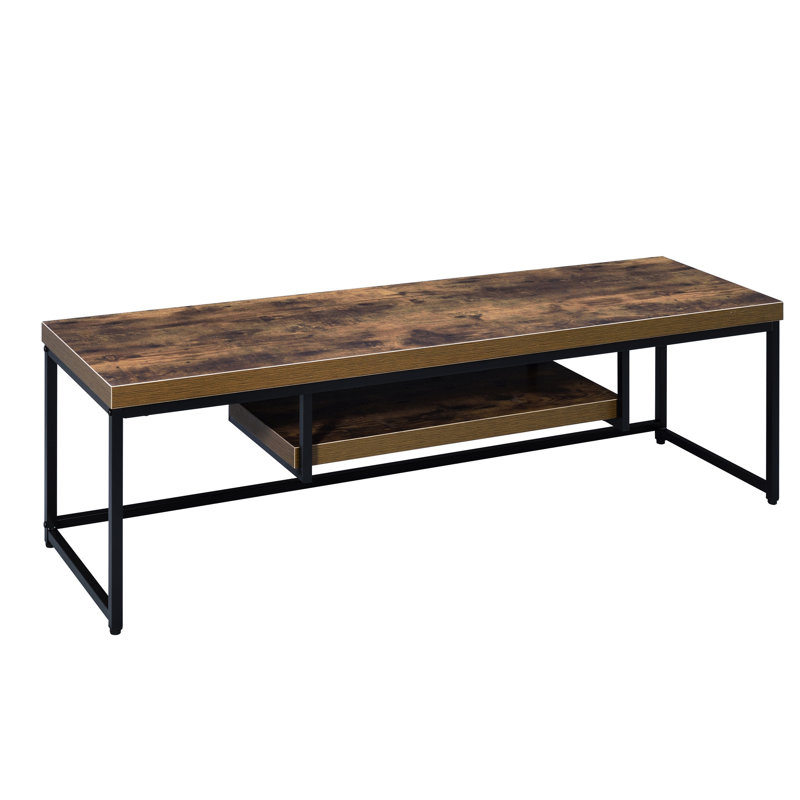 60-Inch Tv Compatible Rustic Stand In Weathered Oak & Black Finish Industrial With And Black,