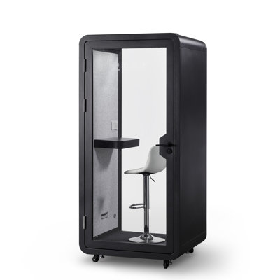 Compact Black Office Sound Pod Modular Meeting - 1 Person